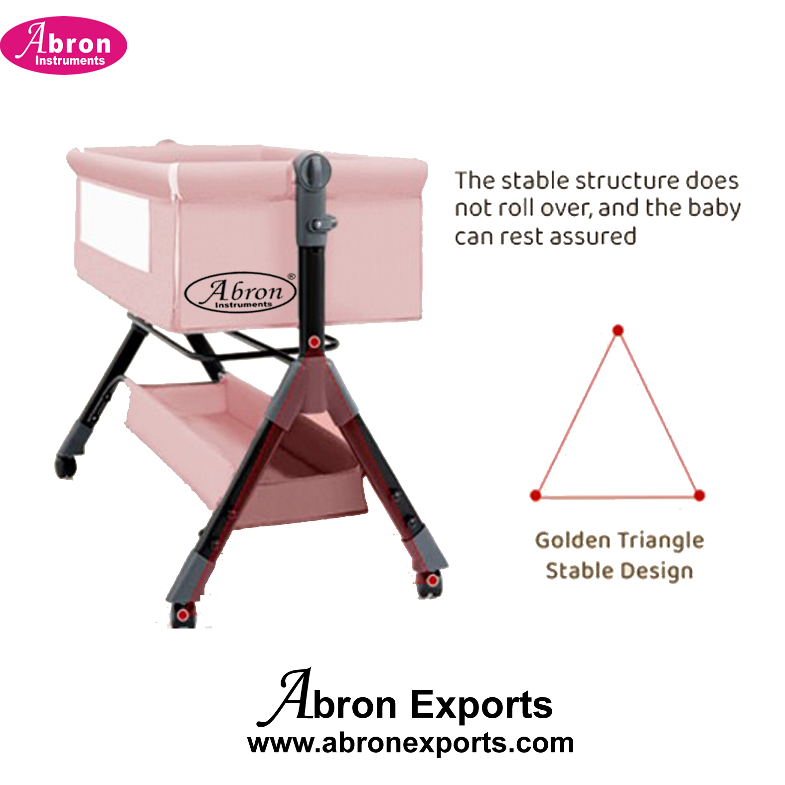 Hospital Trolley Baby Crib Cradle for Baby Infants with Height Adjustments Breathable Net Adjustable Portable Abron ABM-2357BH1 
